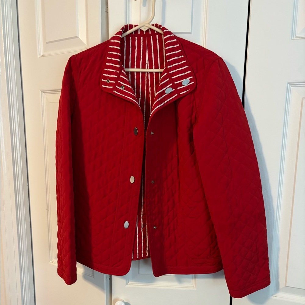 Red Talbots reversible quilted coat medium